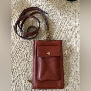 Fossil Brown Leather Rio Crossbody Phone Wallet